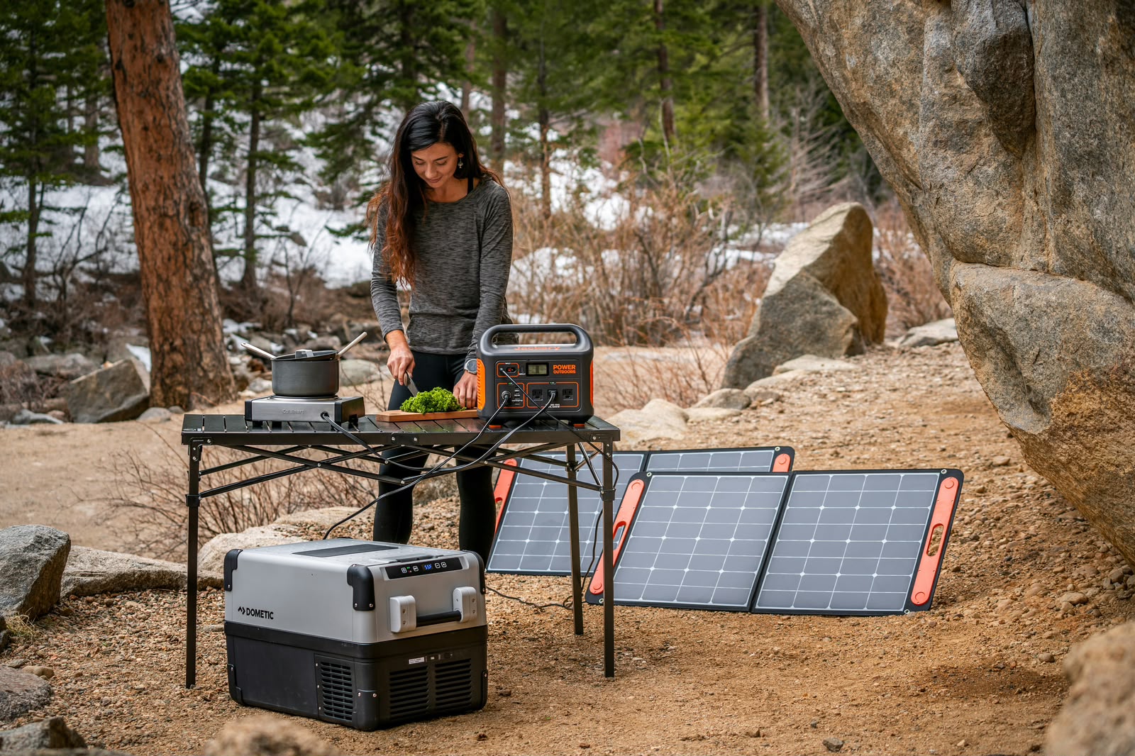 Portable power station with multiple charging ports for home backup, camping, and emergency power supply